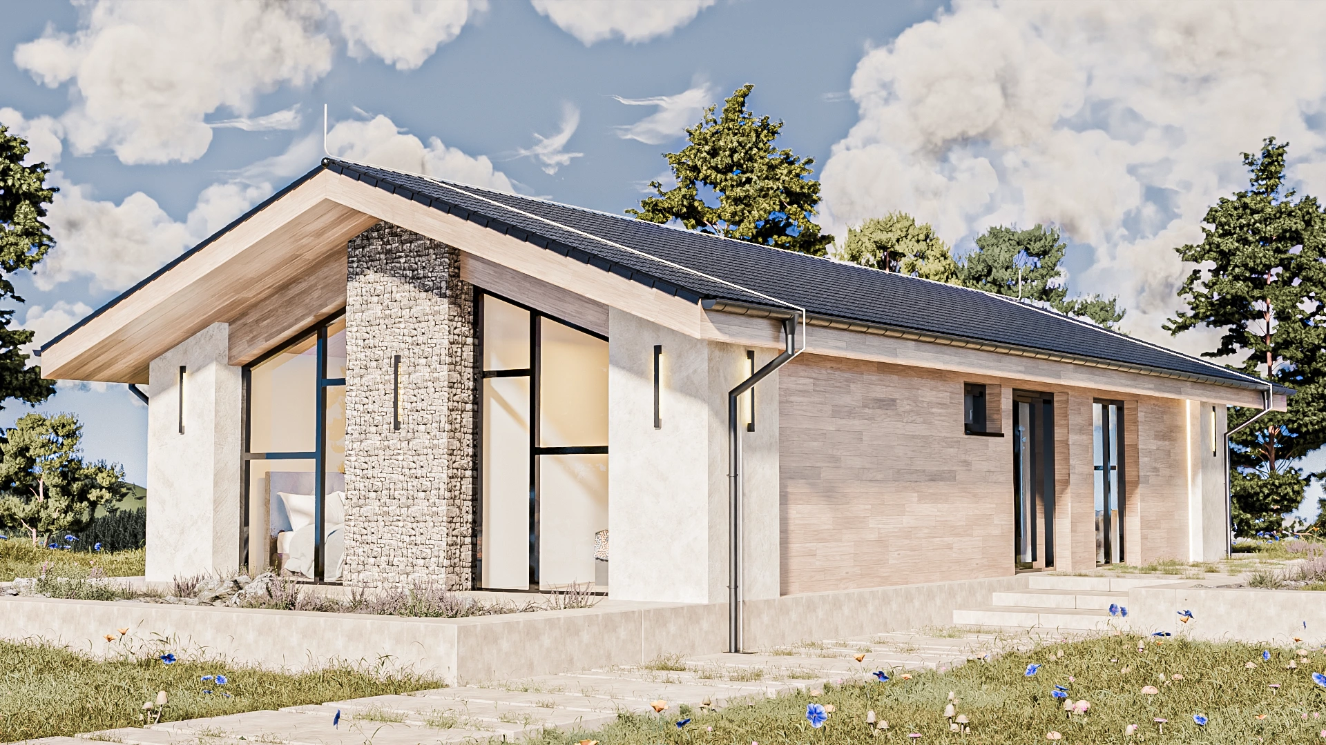 Architektonický projekt modernej chaty na mieru pre Oravu.